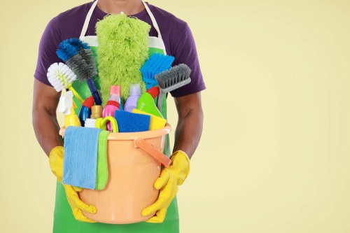Cleaning supplies and equipment ready for use