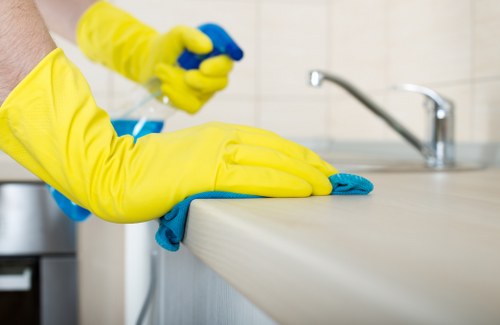 Local cleaner vacuuming and dusting a family home in Sutton