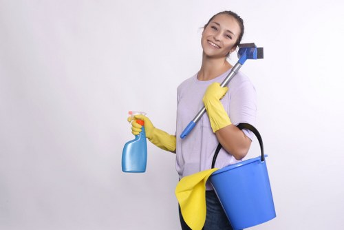 Technician cleaning a fabric sofa in Sutton