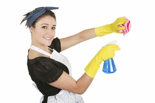 Hard floor cleaning equipment used on a commercial floor